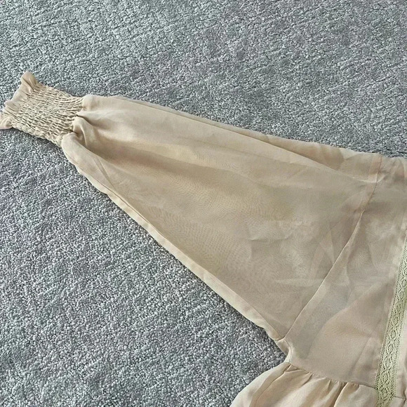 SNDY’S Coco Mini Dress From Revolve, Color Sand, Size US 4, Sheer With Slip - Picture 13 of 16